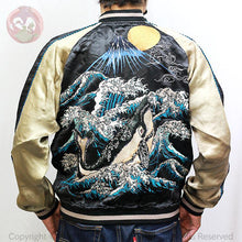 Load image into Gallery viewer, HANATABIGAKUDAN Waves Whale Embroidery Sukajan