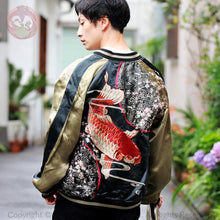 Load image into Gallery viewer, HANATABIGAKUDAN Red Carp Jacquard Fabric Sukajan