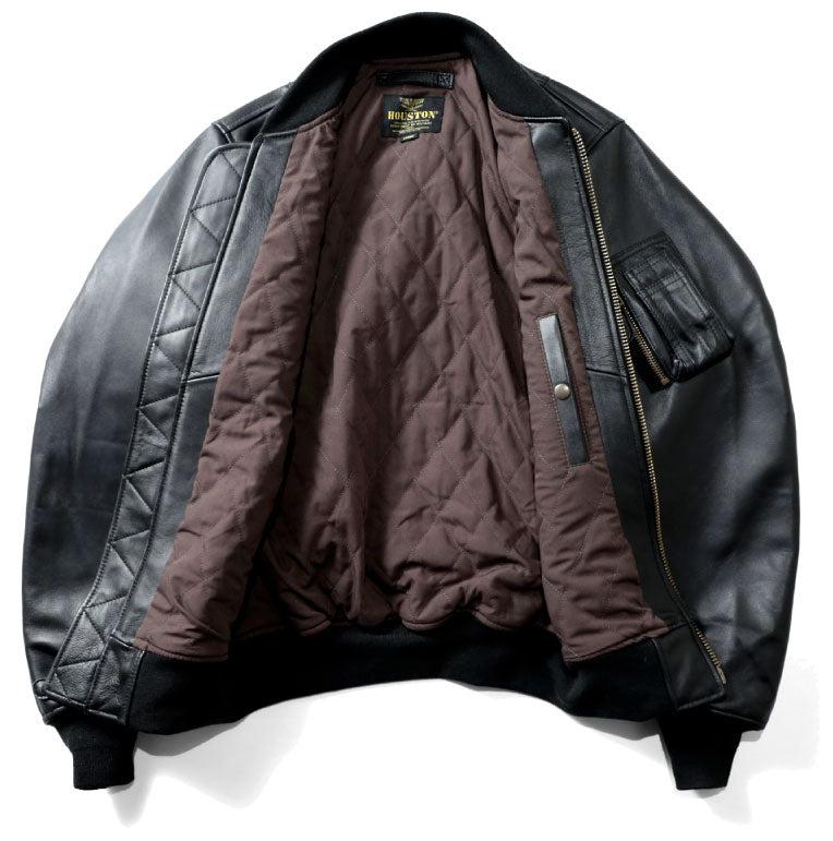 【Sobaq】PS Leather MA-1 Men's Bomia Ma-1 Black Leather Bomber Jacket – The Jacket Maker