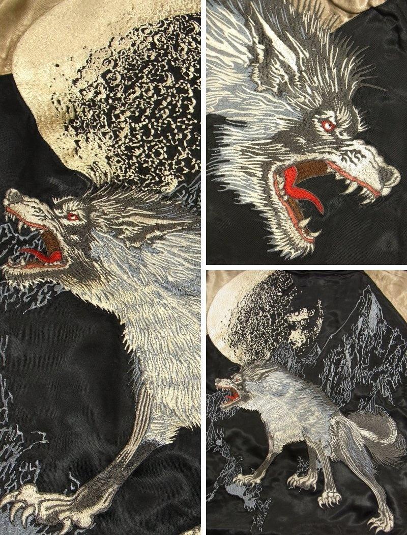 SATORI Wolf in Moon Embroidery Reversible Sukajan – SUKAJACK