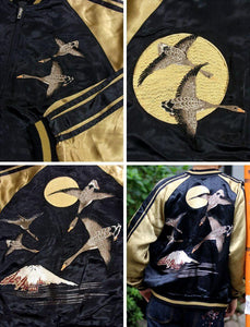 [HANATABIGAKUDAN] Moon Goose Embroidery Sukajan - sukajack