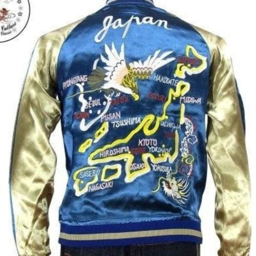 JAPANESQUE Hawk and Japan Map Sukajan – SUKAJACK