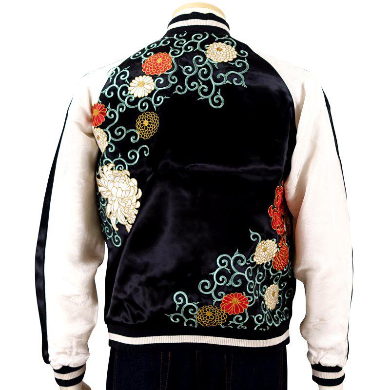JAPANESQUE Chrysanthemum and arabesque pattern Sukajan – SUKAJACK