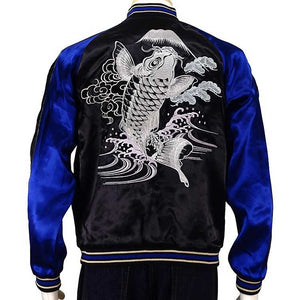 [JAPANISUQUE] Leaping Carp Embroidered Bomber Jacket