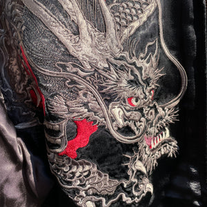 [HANATABIGAKUDAN] Silver Cloud Dragon Embroidery Sukajan