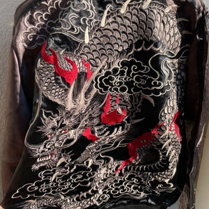 [HANATABIGAKUDAN] Silver Cloud Dragon Embroidery Sukajan