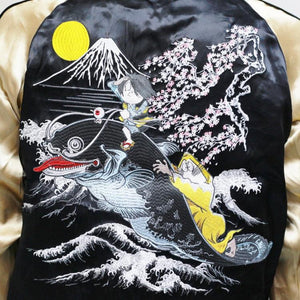 [GEGEGE NO KITARO] Kitaro and Giant Catfis Souvenir Jacket - sukajack