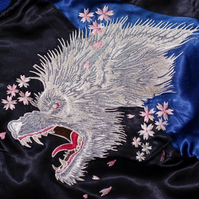 SATORI Wolf embroidery Sukajan on the moon