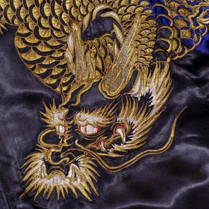 [SATORI] Gold and silver dragon embroidery Souvnier Jacket - sukajack