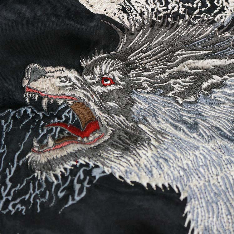 SATORI Wolf in Moon Embroidery Reversible Sukajan – SUKAJACK