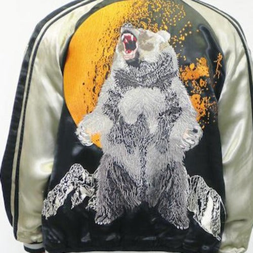 [SATORI] Bear on the Moon Reversible Souvenir Jacket - sukajack