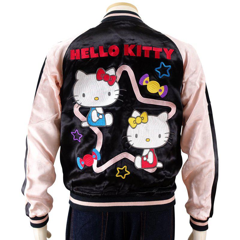 Hello Kitty スタジャン1976年 SANRIO Hello Kitty and Hello Mimmy Jacquard Sleeve Sukajan – SUKAJACK