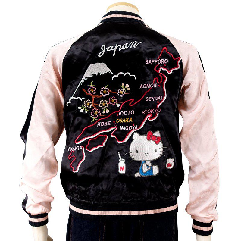 SANRIO Hello Kitty And Japan Map Jacquard Sleeve Jacket Pink
