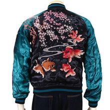 Load image into Gallery viewer, [HANATABIGAKUDAN]Sakura Goldfish Embroidery Souvenir Jacket - sukajack