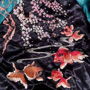 [HANATABIGAKUDAN]Sakura Goldfish Embroidery Souvenir Jacket - sukajack