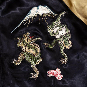 [HANATABIGAKUDAN]Frog's impolite lecture Souvenir Jacket - sukajack