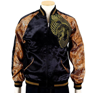 [HANATABIGAKUDAN] Gold Sculpture Phoenix Embroidery Sukajan - sukajack