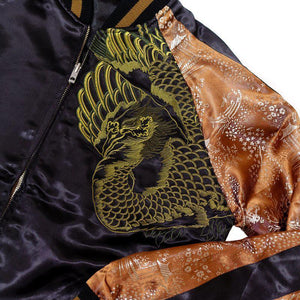 [HANATABIGAKUDAN] Gold Sculpture Phoenix Embroidery Sukajan - sukajack