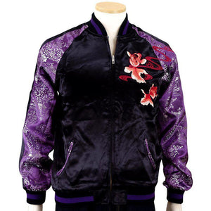 [HANATABIGAKUDAN] Fuji style goldfish embroidery  Souvenir Jacket - sukajack