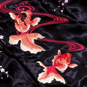 [HANATABIGAKUDAN] Fuji style goldfish embroidery  Souvenir Jacket - sukajack