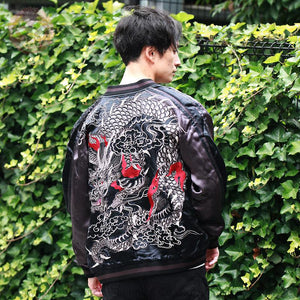 [HANATABIGAKUDAN] Silver Cloud Dragon Embroidery Sukajan