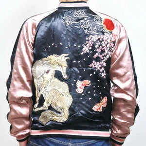 [HANATABIGAKUDAN] Cherry blossoms and Fox Souvnier Jacket